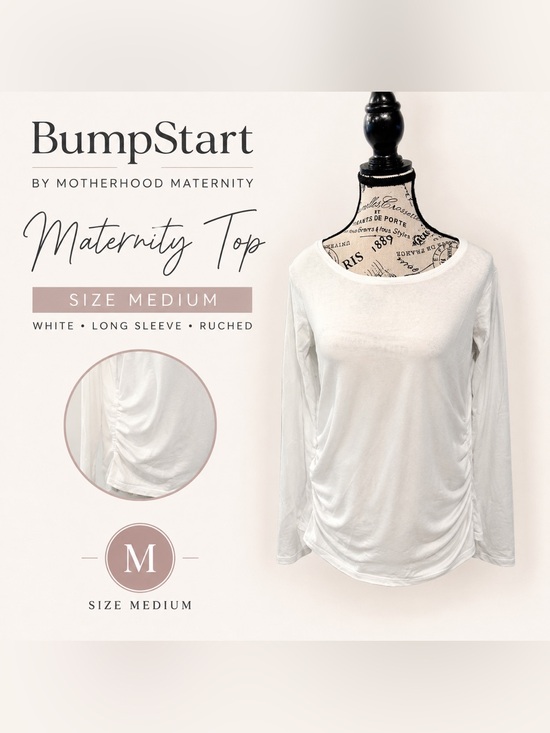 BumpStart Tops - BumpStart by Motherhood Maternity White Long Sleeve Ruched Tee | Size Medium